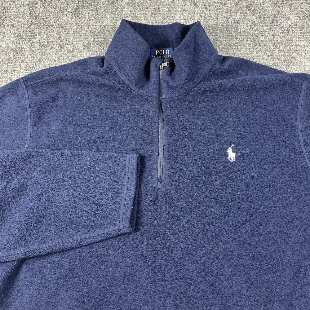 Polo Ralph Lauren Pullover Mens XL‎ Blue Fleece 1/4 Zip Performance Mock Neck